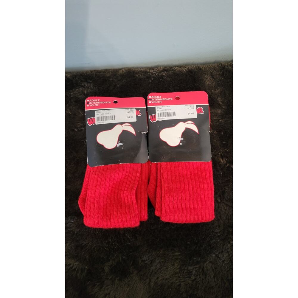 Lot of 2 PEAR SOX Intermediate Tube Socks Red Made in USA Soccer Athletic